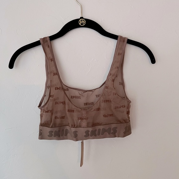 🤎SKIMS AFTER HOURS SCOOP NECK MESH BRALETTE BRA IN JASPER S - Picture 2 of 5